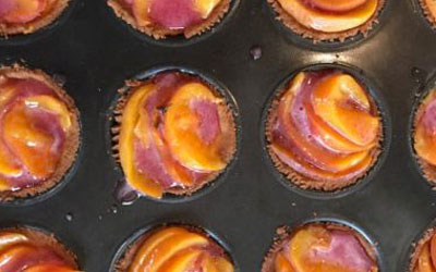 Peach tarts with it almond pie crust